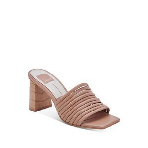 DOLCE VITA Womens Beige Crocodile Priana Sculpted Heel Slip On Heeled Sandal 9.5